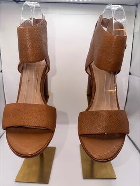 Joie Cognac ankle strap block heel sandals